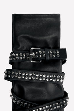 LEATHER BELT MITTENS WITH STUDS LUDOVIC DE SAINT SERNIN x ZARA  фото 3