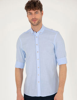 A__k Mavi Slim Fit Uzun Kollu G_mlek