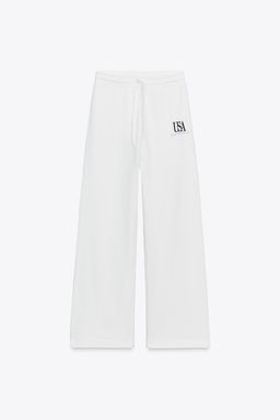 COTTON EMBROIDERED TEXT TROUSERS - Zara фото 6