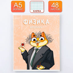 Предметная тетрадь, 48 листов, КОТ, со справочными материалами Физика, обложка мелованный картон 230 гр., внутренний блок в клетку 80 гр., белизна 96%,блок №1.