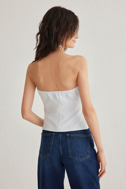 TRENDYOLMILLA Siyah Slim Fit Straplez Crop Dokuma Yelek TWOAW24YE00034  фото 5