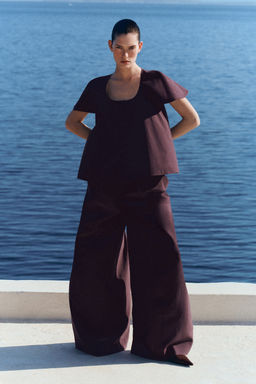 PANTAL?N WIDE LEG DE MODAL PINZAS