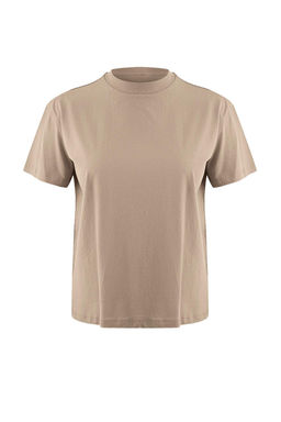 Yag Yesili-Gri 2li Paket %100 Pamuk Basic Dik Yaka Orme T-Shirt TWOSS20TS1500