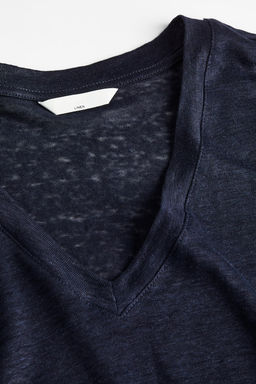 Camiseta en punto de lino con escote en V - H&m фото 6