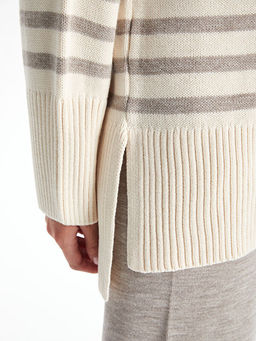 Bisiklet Yaka ?izgili Oversize Kad?n Triko Kazak - Waikiki фото 5