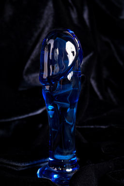Анальный фаллоимитатор Sexus Glass, стекло, синий, 13 см  фото 10