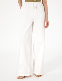 Beyaz Loose Fit Kanvas Pantolon