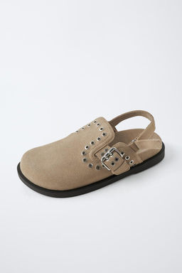 STUDDED SPLIT SUEDE CLOGS - Zara фото 4