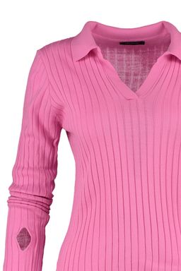Pembe Kol Ucu Detayl? Polo Yaka Triko Kazak TWOAW21KZ1113