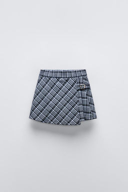 CHECKED SKIRT WITH BUCKLE