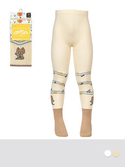 (Omsa) Collant 11Р61-2 с имитацией носка и рисунком (котик) beige