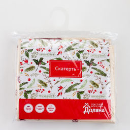 Скатерть новогодняя «Доляна» Christmas mood=146×220+/- 3 см, 100% хлопок, рогожка 164 г/м²