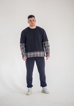 302 Костюм комбинированный, черный/хаки клетка - Knitka wear фото 5