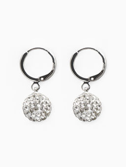 Серьги со стразами Шамбала сияние, белые в серебре