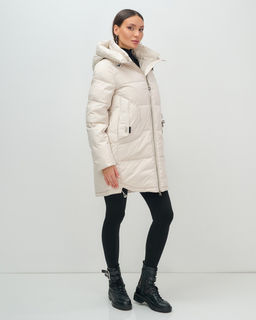 Куртка зимняя женская с капюшоном модная бежевого цвета 3193B - Visdeer фото 3