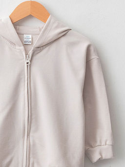 Kap??onlu Uzun Kollu Pamuklu Erkek Bebek Fermuarl? Sweatshirt - Waikiki фото 3