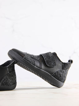 Босоногие ботинки 206.NATAbl.Черная кожа+черный джангл/Мех