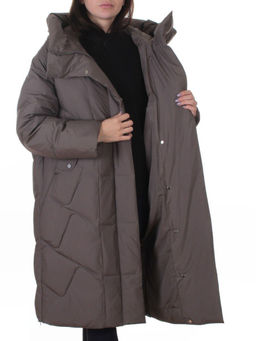A621 GRAY/BROWN Пальто зимнее женское (200 гр. холлофайбер)