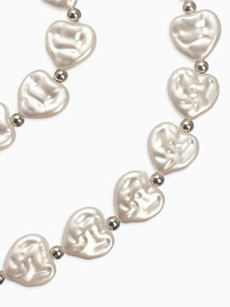 Набор 2 предмета: бусы, браслет «Жемчуг барочный. Сердечки», 40/18 см, белый в серебре