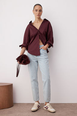 TRENDYOLMILLA Mavi Yuksek Bel Mom Jeans TWOSS23JE00085 фото 11