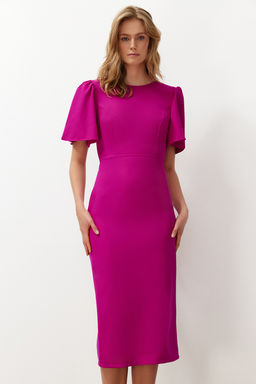 TRENDYOLMILLA Fusya A Kesim Kolda Pili Detayl? Midi Kalem Etek Dokuma Elbise TWOSS24EL00659  фото 3