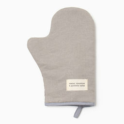 Варежка-прихватка Доляна Душевная кухня цв.серый 20х28см, рогожка, 100% х/л  фото 2
