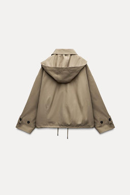 ZW COLLECTION SHORT HOODED TRENCH COAT - Zara фото 9