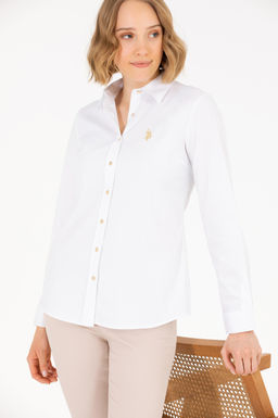 U. S. Polo Assn Женская белая базовая рубашка с длинным рукавом - U.s. polo assn фото 2