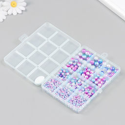 Бусины в шкатулке «Градиент голубо-сиреневый», 12 делений, 10×13.5×1.8 см