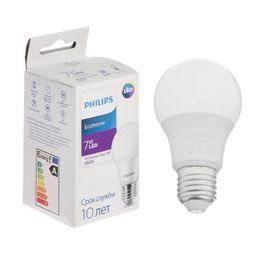 Лампа светодиодная Philips Ecohome Bulb 840, E27, 7 Вт, 4000 К, 540 Лм, груша