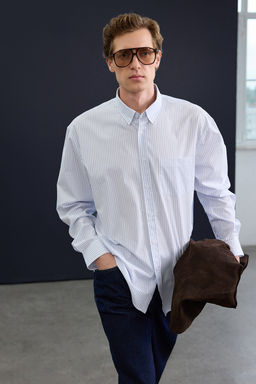 Trendyol Studio Ekru Oversize Erkek Gomlek TMNAW26GO00013 - Trendyolmilla фото 2