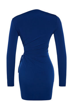 Saks Vucuda Oturan Pencere/Cut Out Detayl? K?sa S?k Abiye Gece Mezuniyet Elbisesi TPRAW24EL00063