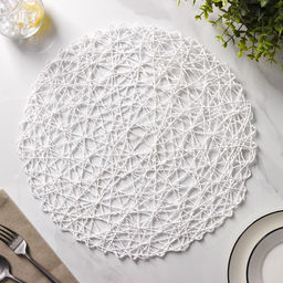 Набор салфеток сервировочных на стол Доляна Одуванчик, 4 шт, d=38 см, цвет белый  фото 3