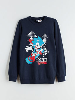 Sonic Bask?l? Erkek ?ocuk Triko Kazak