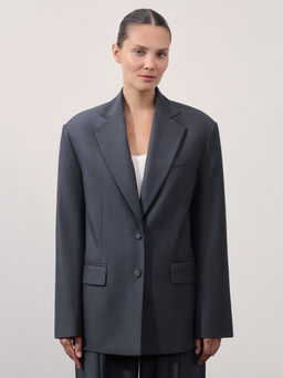 Однобортный жакет из поливискозы с шерстью в составе / Zarina  фото 3