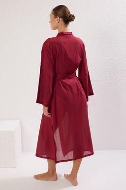 Bordo Dokuma %100 Pamuk Kusakl? Maxi Plaj Kimono&Kaftan TBESS25KM00010 - Trendyolmilla фото 5
