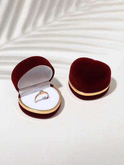 Футляр под кольцо, серьги Сердце, бархатный, 4?5 см, бордовый с золотом