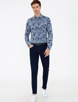 Темно-синяя приталенная рубашка с длинным рукавом - Cacharel фото 4