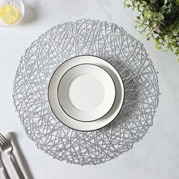 Набор салфеток сервировочных на стол Доляна Паутинка, d=38 см, 4 шт, цвет серебряный  фото 13