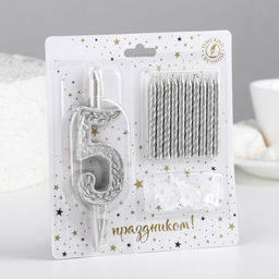 Свечи для торта «Цифра 5», классические, 10 шт., золото, 10 см