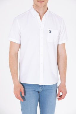 Мужская белая рубашка для рубашки с коротким рубашкой. - U.s. polo assn фото 6