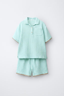 6-14 A?OS/ PIJAMA TEXTURA BOLSILLO / Verde agua - Zara фото 3