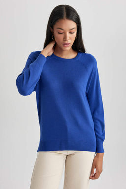 Свитер Relax Fit с круглым вырезом - Defacto фото 3