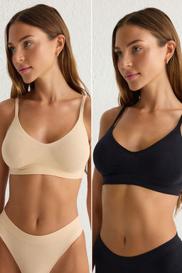 TRENDYOLMILLA Siyah-Ten 2li Paket Seamless/Dikissiz Balensiz Kaps?z Bustiyer Orme Sutyen THMSS25SU00014 фото 11