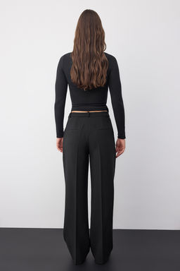 Wardrobe Essentials Koyu Kahverengi Icten Bel Ayarlamal? Genis Paca Pantolon | TWOAW26PL00028 - Trendyolmilla фото 5