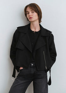 Siyah Crop Trenckot