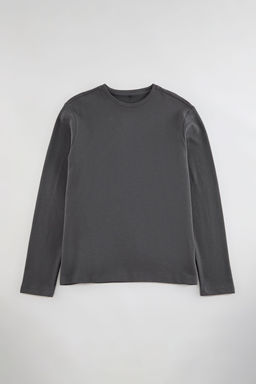 TRENDYOL MAN Antrasit Regular/Normal Kesim Uzun Kollu Basic Dokulu %100 Pamuklu T-Shirt TMNAW25TS00003 - Trendyolmilla фото 2