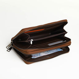 Портмоне-клатч мужской TEXTURA, с ручкой на задней стенке, коричневое