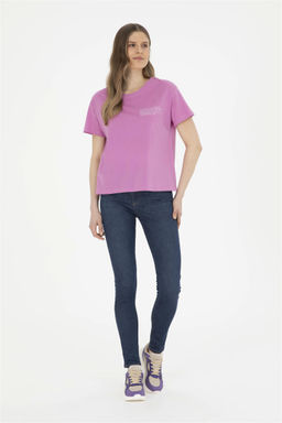 Женская фиолетовая футболка с круглым вырезом Неожиданная скидка в корзине - U.s. polo assn фото 4