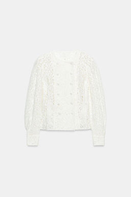 CHAQUETA CRUZADA ENCAJE / Blanco - Zara фото 2